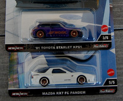 2- Hot Wheels RONIN RUN 81 Toyota Starlet KP61 + Mazda RX7 FC Pandem CAR CULTURE