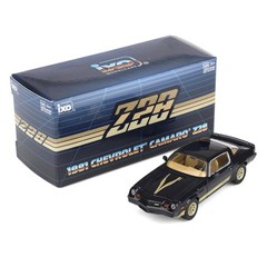 1/64 1981 Chevrolet Camaro Z28 Dark Blue Metallic with Gold Striping by IXO Amer