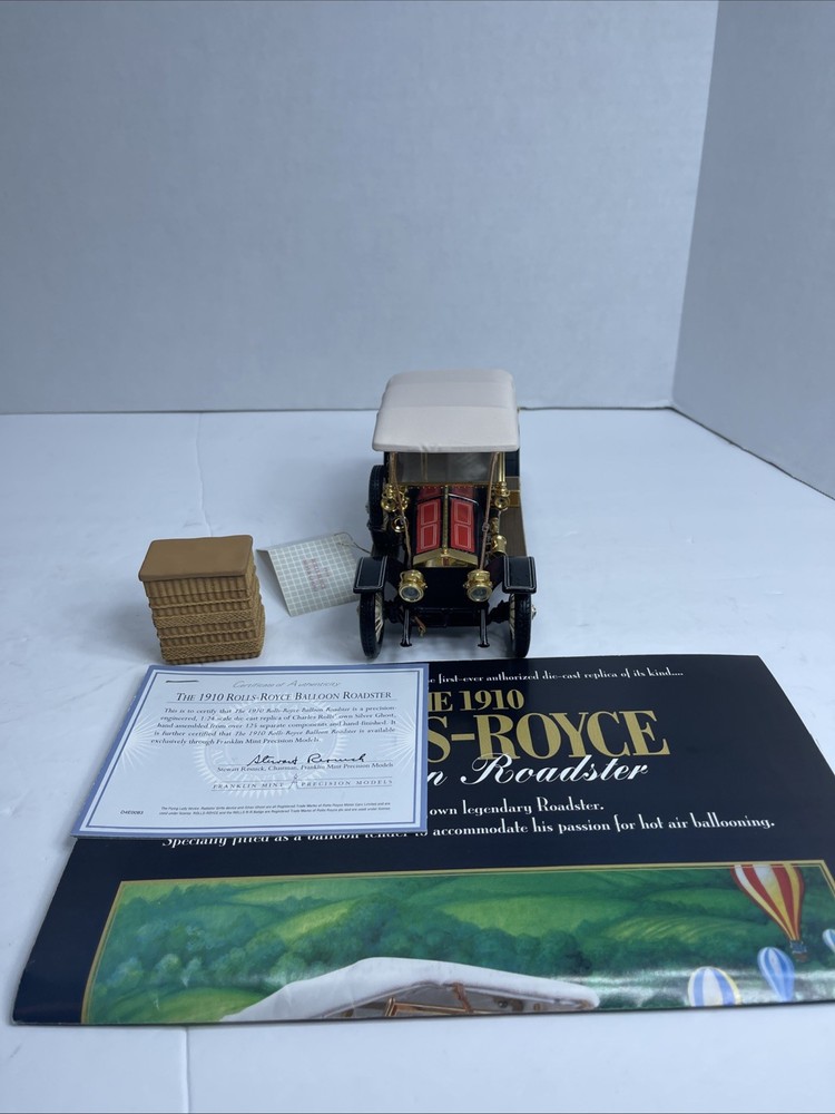 FRANKLIN MINT 1910 ROLLS ROYCE SILVER GHOST BALLOON ROADSTER W/ Paperwork