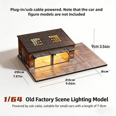 Diorama 1/64 Coffee Shop Garage Model Lighting Parking Lot Model Display Case US