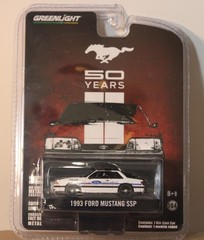 GreenLight Pursuit 50 Years 1993 Ford Mustang SSP Police Foxbody White 1:64