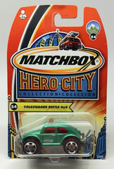 NIP MATCHBOX HERO CITY 2003 CAR #54 GREEN VOLKSWAGEN BEETLE 4×4 On Card