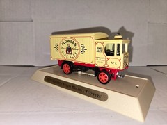 MATCHBOX 1929 GARRETT STEAM WAGON FLOWERS FINE ALES DELIVERY TRUCK WITH STAND