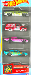 Hot Wheels, 5 Set Hot Flames, NEW 56 Ford F -100, 83 Chevy, 64 Impala, Bruiser