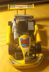 Kinsfun Turbo GoKart Diecast Toy pull back action race car yellow #38 5″ length