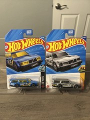 Hot Wheels Volvo 240 Drift Wagon Lot Of 2 Blue And Silver