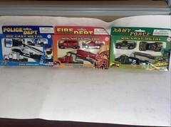 Set of Three metal diecast toys Fire Police Army