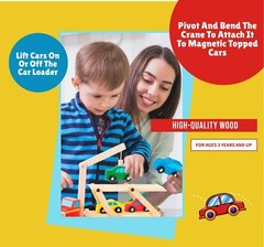 Car Carrier Truck Wooden Cars Toy Set 1 Truck 4 Cars Vehicle Toys Toddler Kid 3+