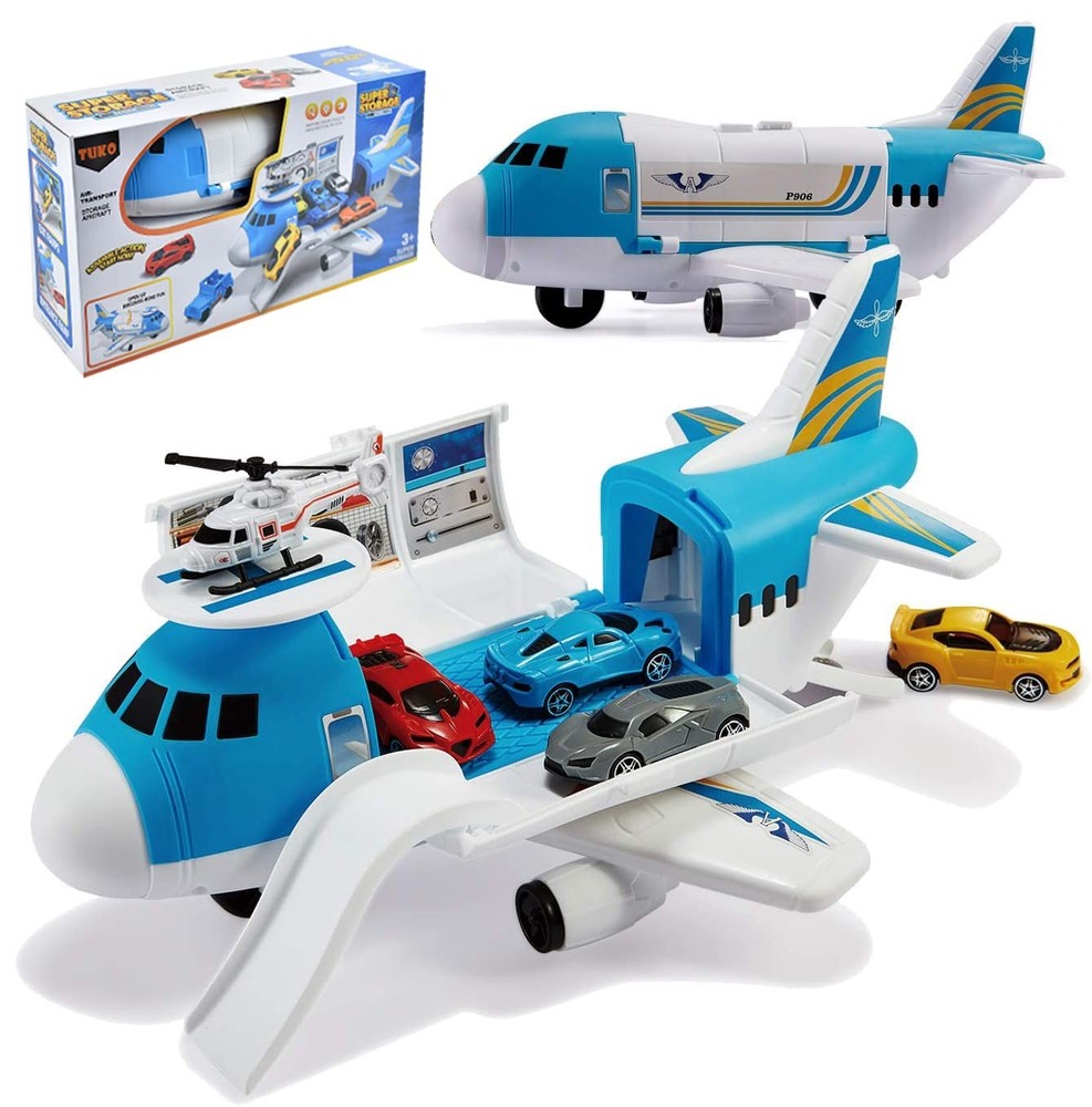 Transport Cargo Airplane Car Toy Play Set for 3+ Years Old Boys and Girls