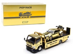 Pop Race 1:64 Porsche RWB 930 & RWB Truck Gold Chrome Set HEC 2026 Event Car Set