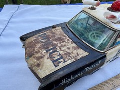 Vintage 1960s Bandai Japan Tin 1965 Buick Riviera Highway Police Car PD Battery