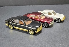 (3) 1991 HOT WHEELS MERCEDES 380SEL BLACK CREAM MAROON DOG IN BACK SEAT