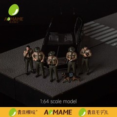 1/64 Scale Tennessee Police Officer Figures Set with a dog Hand-Painted Diorama