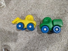 Vintage Little Tikes Two Toddler Trucks and 2 Cars With 2 Drivers And A Wagon
