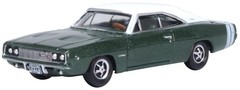 Dodge Charger 1968 Racing Greenand White 1:87 Scale Oxford Diecast 87DC68005