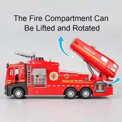 1:32 Diecast Fire Truck Model Water Spray Sound Light Pull Back Doors Open Gift