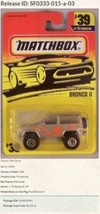 Matchbox 1996 #51 – #MB187 Action System – Ford Bronco II