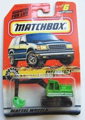 Matchbox EXCAVATOR 1998 Green #6 New Mint on Card MOC