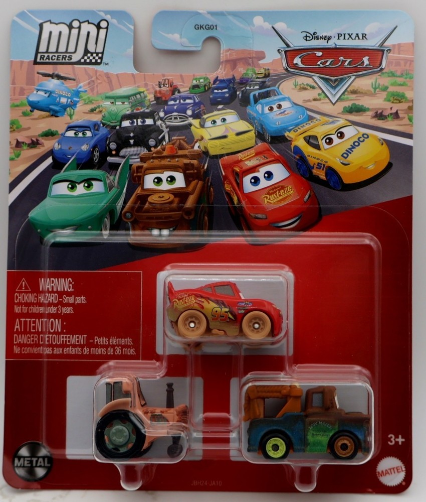 Disney Pixar Cars Mini Racers 3 pack – Tractor, Muddy McQueen, Mater