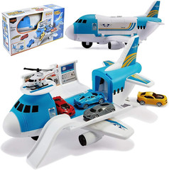 Transport Cargo Airplane Car Toy Play Set for 3+ Years Old Boys and Girls(Blue)