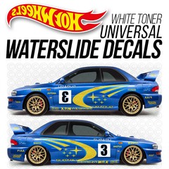1/64 Scale SUBARU RALLY Custom White Toner Universal WaterSlide Decal Hot Wheelz