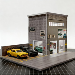 Diorama 1/64 Die-Cast Car Garage Model LED Light Cars Display Collection Gift US