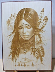 Native American Girl- Wood Engraved Plaque,Wall Art,Free Standing
