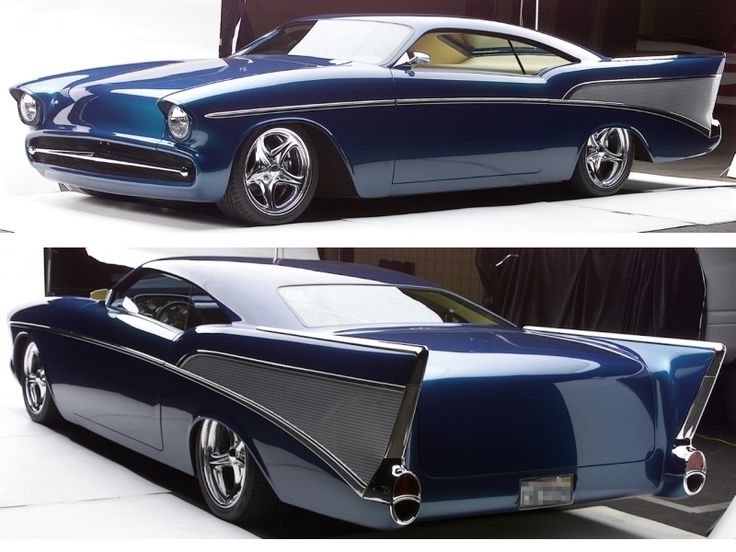 57 Chevy Classic Custom Concept Hot Rod Race55Promo Car Carousel BLU 124 118 112