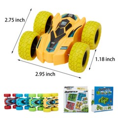 Set of 4 Double-sided Stunt Flip Inertia Powered Car Toys Vehicle 360 Rotation
