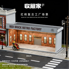 US 1/64 Garage Diorama Model LED Light City Parking Scene Diecast Car Display