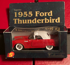 Superior 1955 Ford Thunderbird Red & White Diecast Car