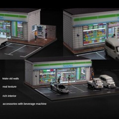 1:64 Diorama Diecast Garage Model LED Lighting Convenience Store Display Case US