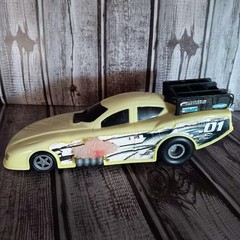 Drag Racing Funny Car Toy Faded Yellow Plastic And Decals Patina Look Damaged