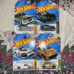 LOT OF 4 HOT WHEELS HONDA CUSTOM, BMW Wagen, Fiat 500e, Mazda 787B NOT STH!!!