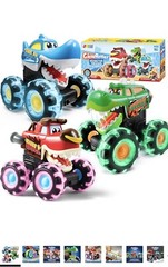 JOYIN 3 Pack Monster Truck Toy – Motion Activated Light-Up Cars For Toddlers – –