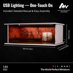 Diorama 1/64 Post-Apocalyptic Garage Model LED Parking Lot Display Case Building
