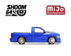 SHOOM64 1:64 2003 Dodge Ram SRT-10 Pickup Electric Blue / White Stripes – Mijo