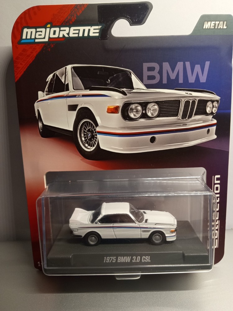 Majorette 1975 BMW 3.0 CSL White Diecast 1:64 Scale Rubber Tires Showcase New
