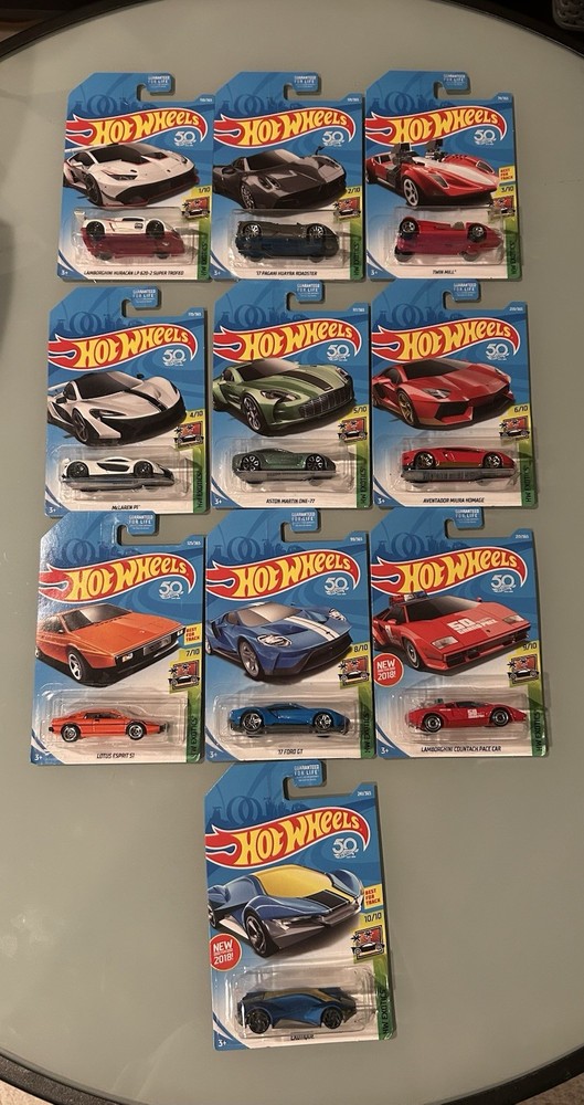 Hot Wheels 2018 HW Exotics COMPLETE SET 1-10 50th Anniversary (Bundle)