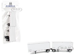 28′ DRY VAN DOUBLE PUP TRAILERS WHITE 2PC SET 1/87 (HO) BY HO LOGISTICS HL-149
