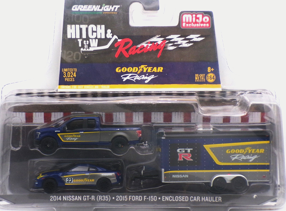2014 Nissan GT-R (R35)-2015 Ford F-150-Enclosed Car Hauler…Greenlight…..1:64