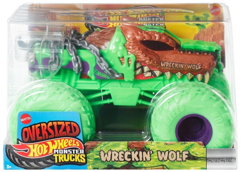 Hot Wheels Monster Trucks Oversized Wreckin’ Wolf Diecast Car