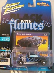 JOHNNY LIGHTNING 1:64 Street Freaks Black with Flames Emperor Rod NEW R2 Ver B