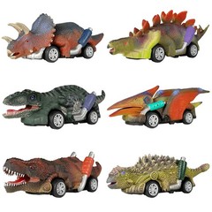 Dinosaur Toy Pull Back Cars, 6 Pack Dino Toys for Kids Ages 3 and Up