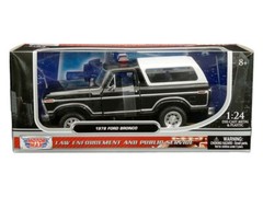 1978 Ford Bronco Custom w/ Lightbar – Black 1:24 Model Truck Motormax 76983BK-TS