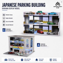 1/64 Diorama Garage Model With LED Japanese Parking Lot Scene Display Case US