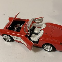 1957 Chevrolet Corvette Red/White Diecast Model Car w/ Opening Hood, Doors