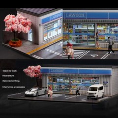 Diorama 1:64 Car Parking Lot Models LED Lighting City Repair Shop Scene Display