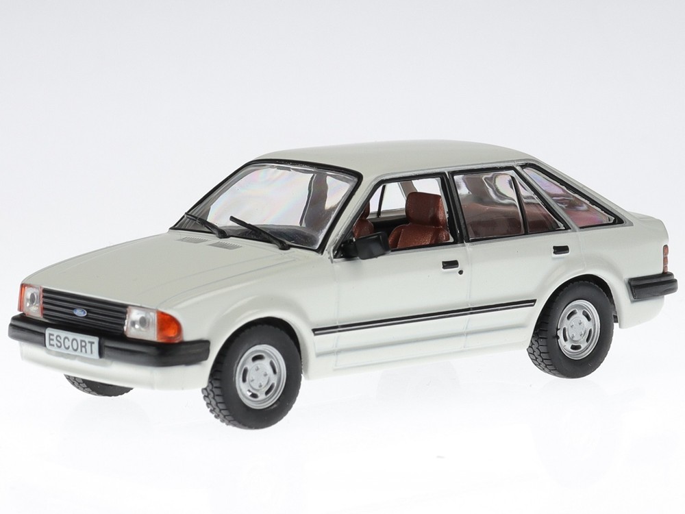Ford Escort GL MK3 1982 white diecast model car D125 in acrylic show case Hachet