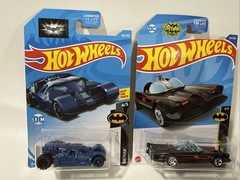 HOT WHEELS BATMAN, THE DARK KNIGHT BLUE BATMOBILE ,Tv Series Batmobile 2pcs Lot
